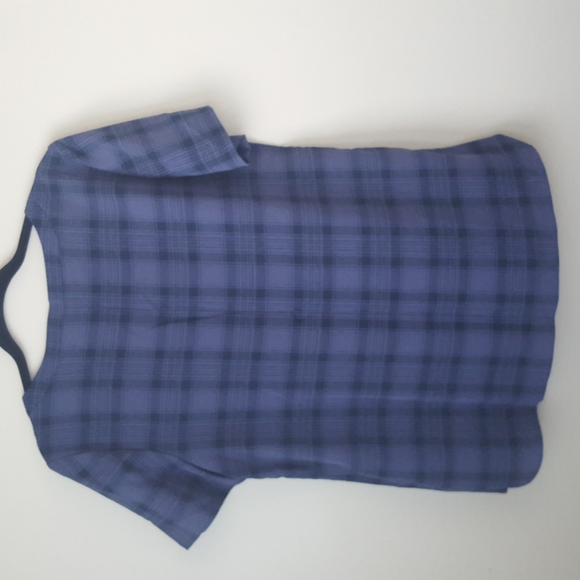 Banana Republic Factory Short Sleeve Purple/Black Plaid T-Shirt, Size M - Picture 5 of 6